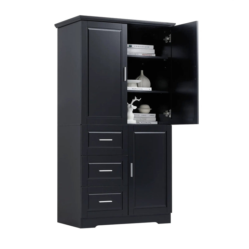 Tall and Wide Storage Cabinet with Doors for Bathroom/Office by HouseOfZazla