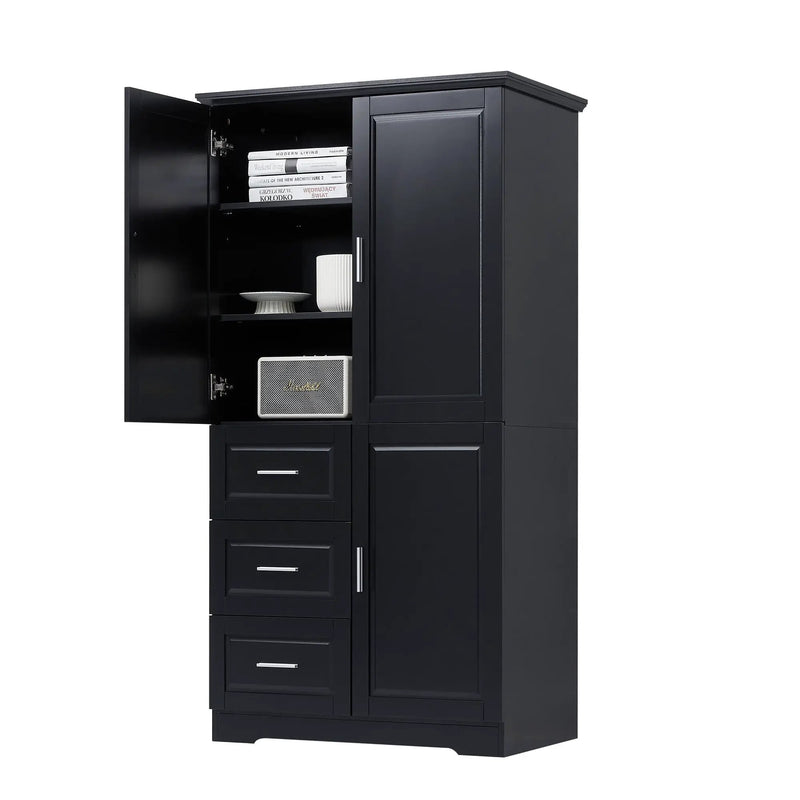 Tall and Wide Storage Cabinet with Doors for Bathroom/Office by HouseOfZazla