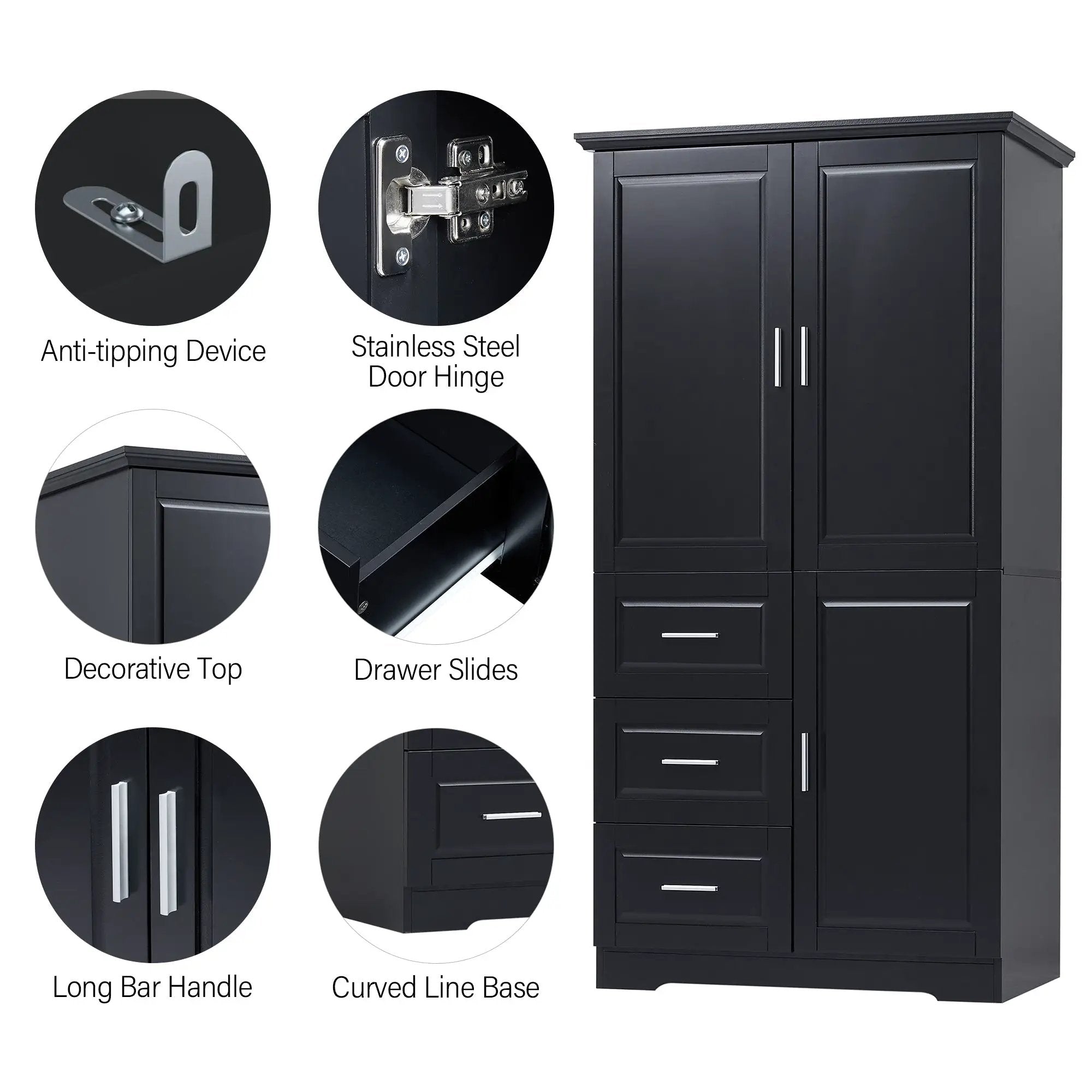 Tall and Wide Storage Cabinet with Doors for Bathroom/Office by HouseOfZazla