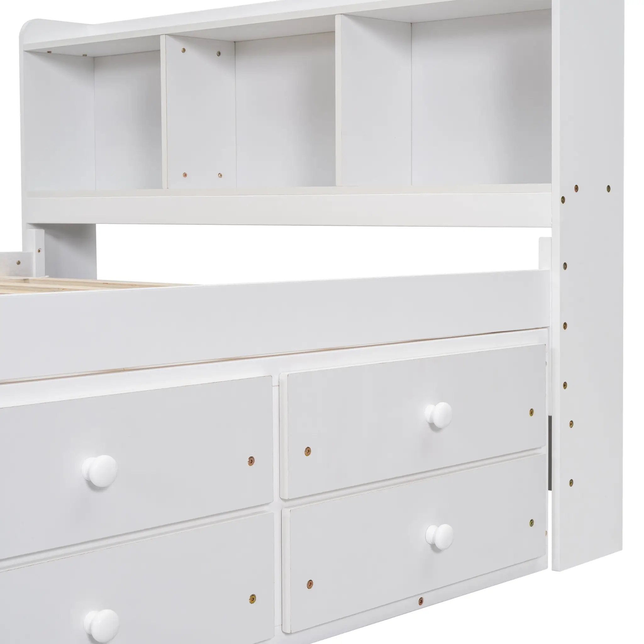 Full Bed with Bookcase Headboard, Under Bed Storage Drawers and Bed End Storage Case by HouseOfZazla
