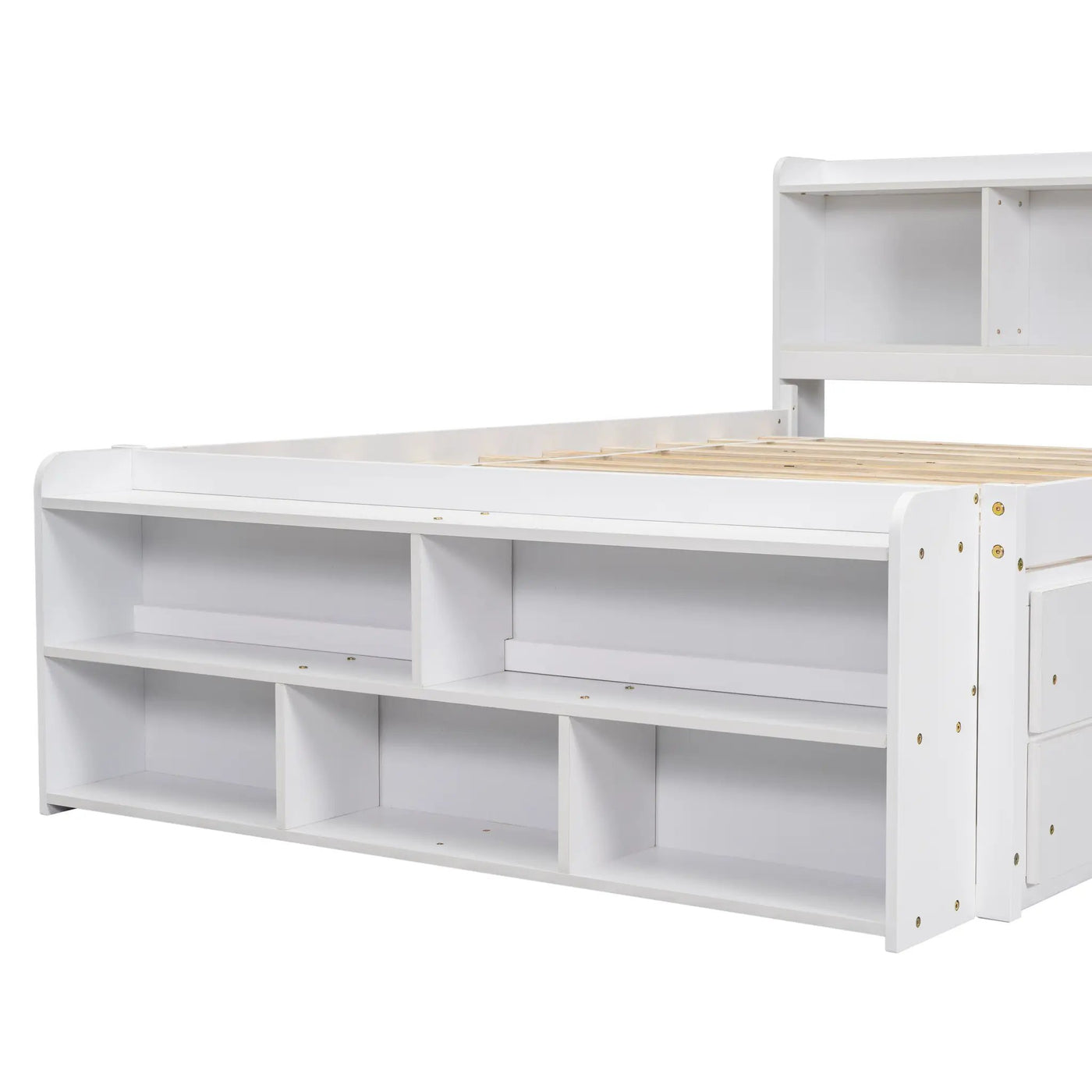 Full Bed with Bookcase Headboard, Under Bed Storage Drawers and Bed End Storage Case by HouseOfZazla