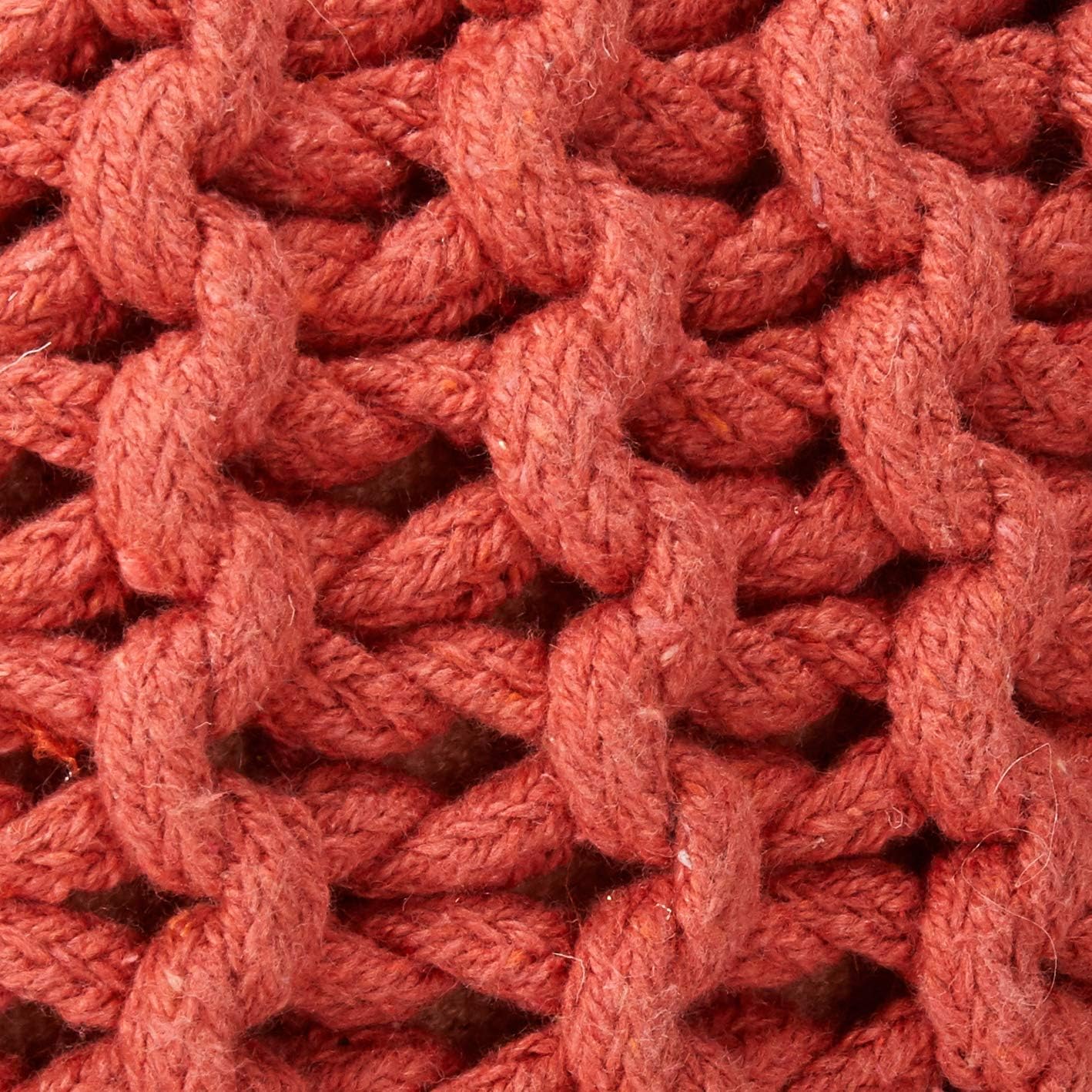 Poona Handcrafted Modern Cotton Pouf, Coral by HouseOfZazla