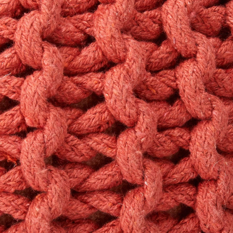 Poona Handcrafted Modern Cotton Pouf, Coral by HouseOfZazla