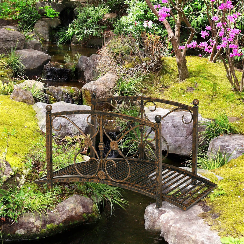 Outsunny 3.3FT Metal Arch Zen Garden Bridge by HouseOfZazla