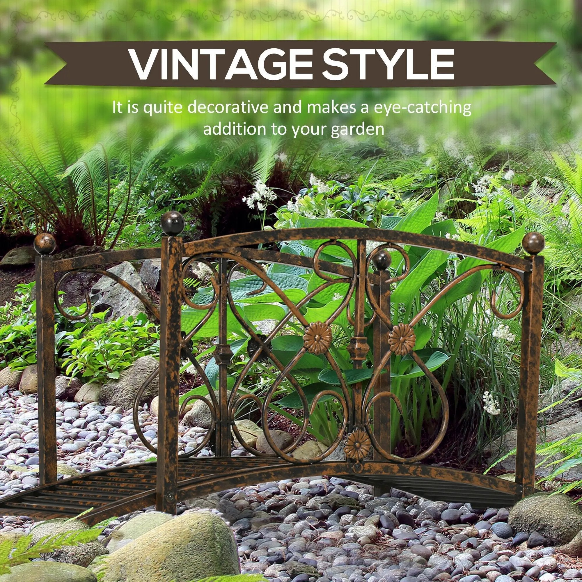 Outsunny 3.3FT Metal Arch Zen Garden Bridge by HouseOfZazla