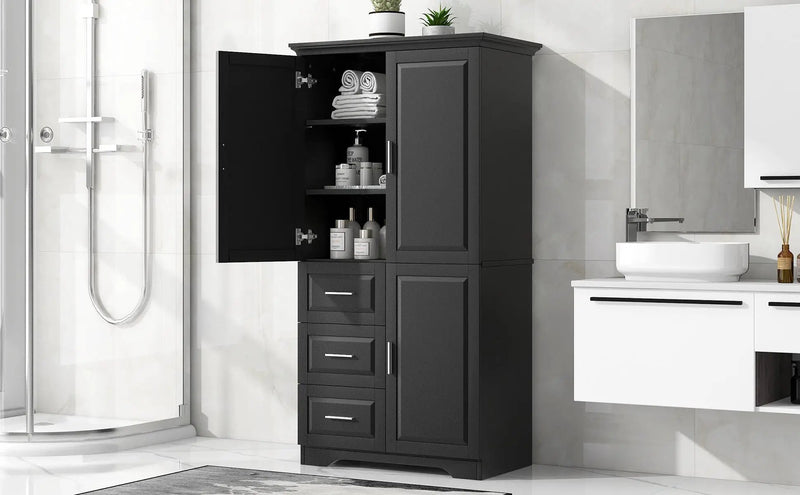 Tall and Wide Storage Cabinet with Doors for Bathroom/Office by HouseOfZazla