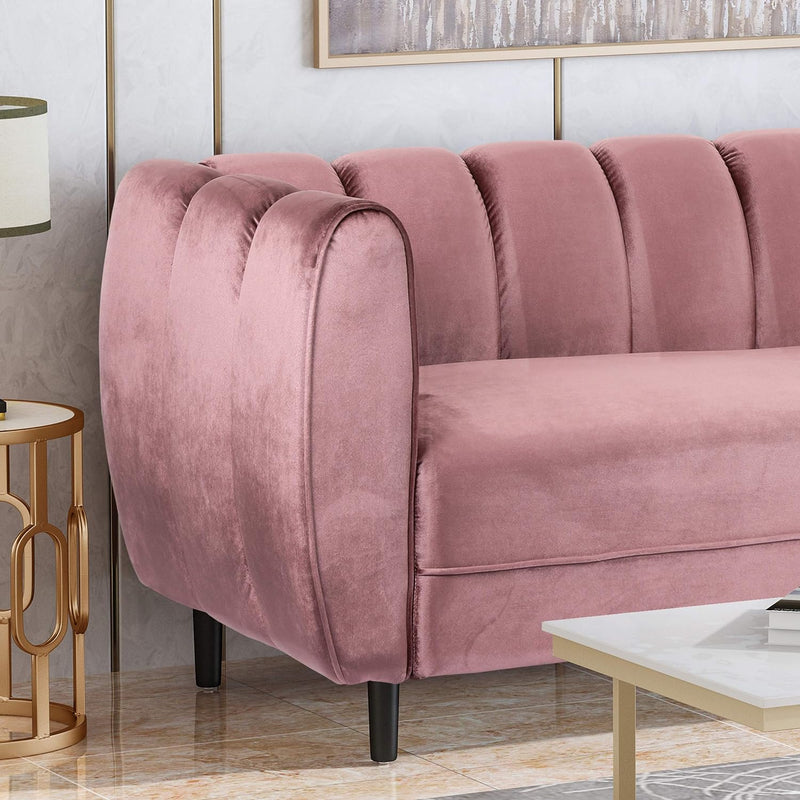 Miranda Velvet 3-Seater Sofa in Blush by HouseOfZazla