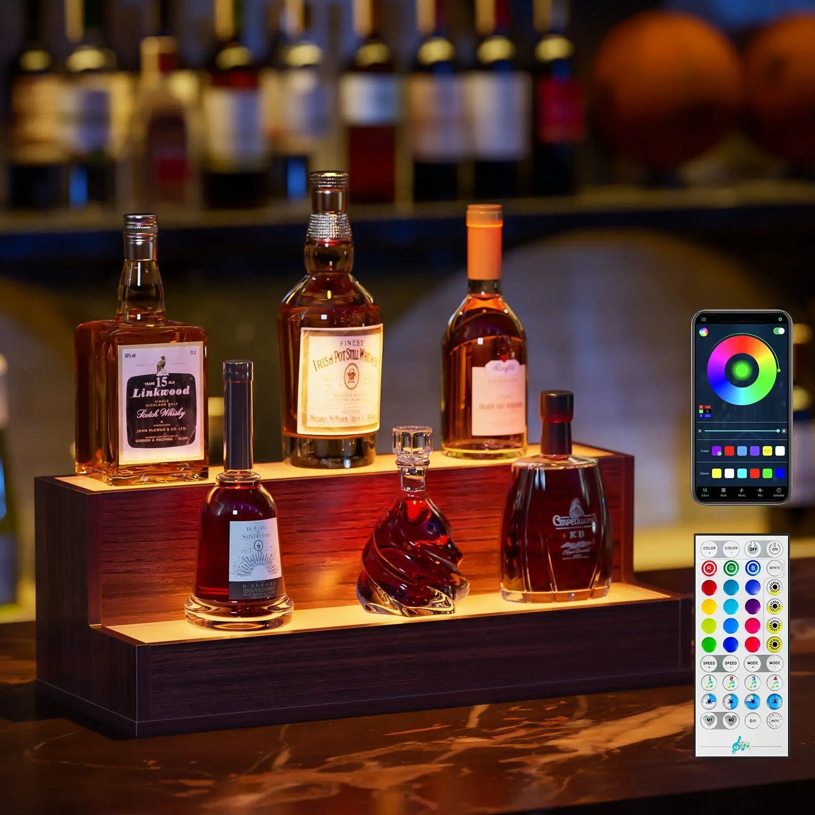 LED Lighted Liquor Bottle Display Shelf by HouseOfZazla