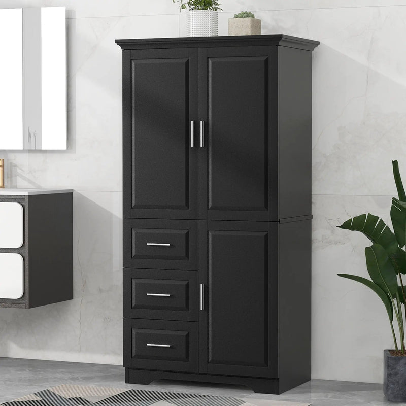 Tall and Wide Storage Cabinet with Doors for Bathroom/Office by HouseOfZazla