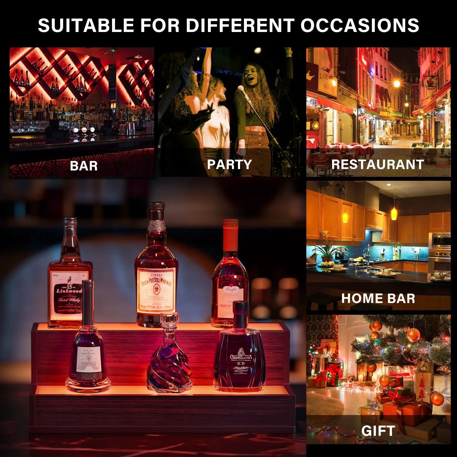 LED Lighted Liquor Bottle Display Shelf by HouseOfZazla