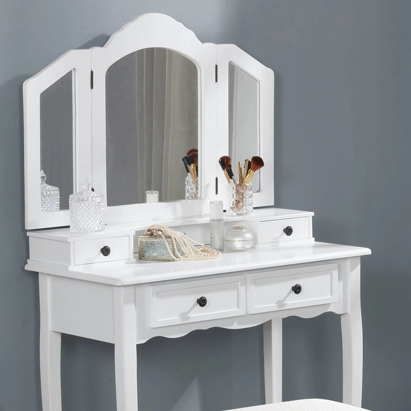 Sanlo Wooden Vanity Makeup Table and Stool Set by HouseOfZazla