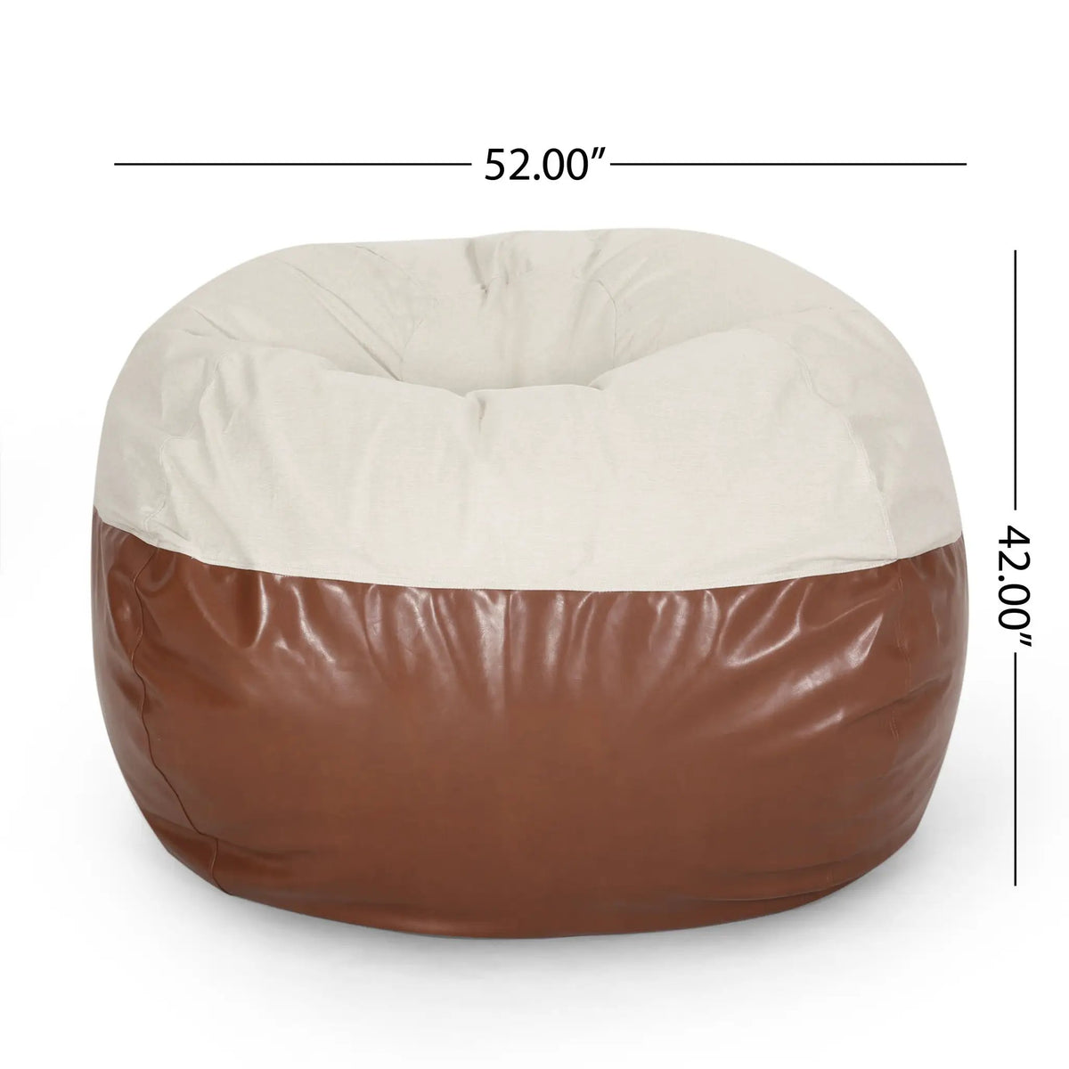 Maxi 5 Foot Two Color Fabric and Faux Leather Rounded Bean Bag by HouseOfZazla