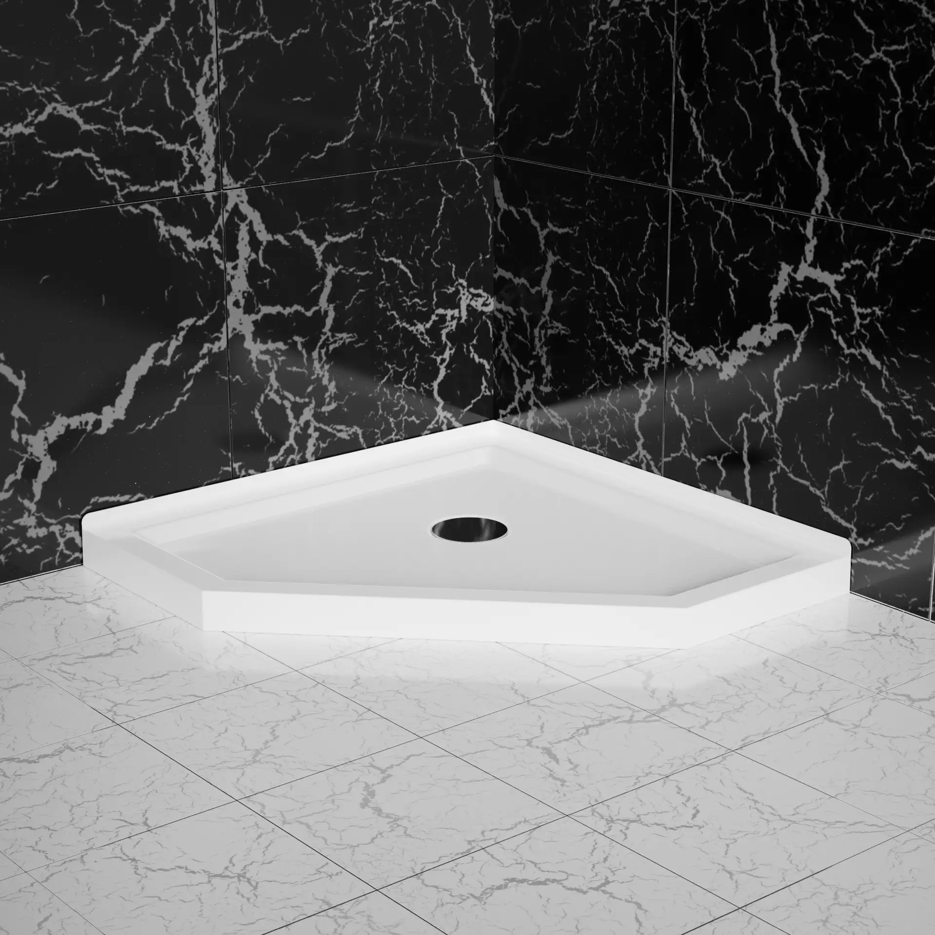 Goodyo 36 in. D x 36 in. W Neo-Angle Shower Base by HouseOfZazla