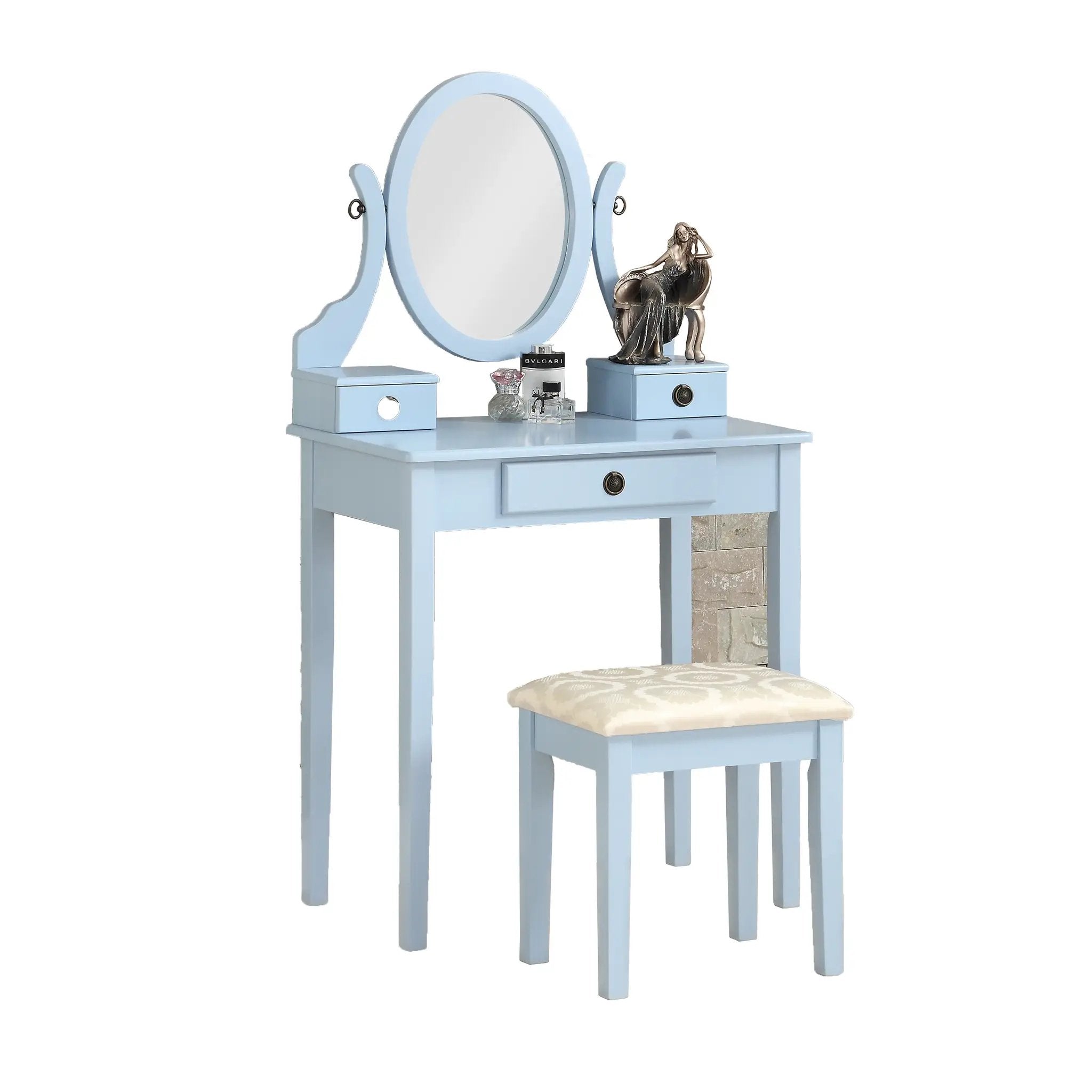Moniys Wood Moniya Makeup Vanity Table and Stool Set by HouseOfZazla