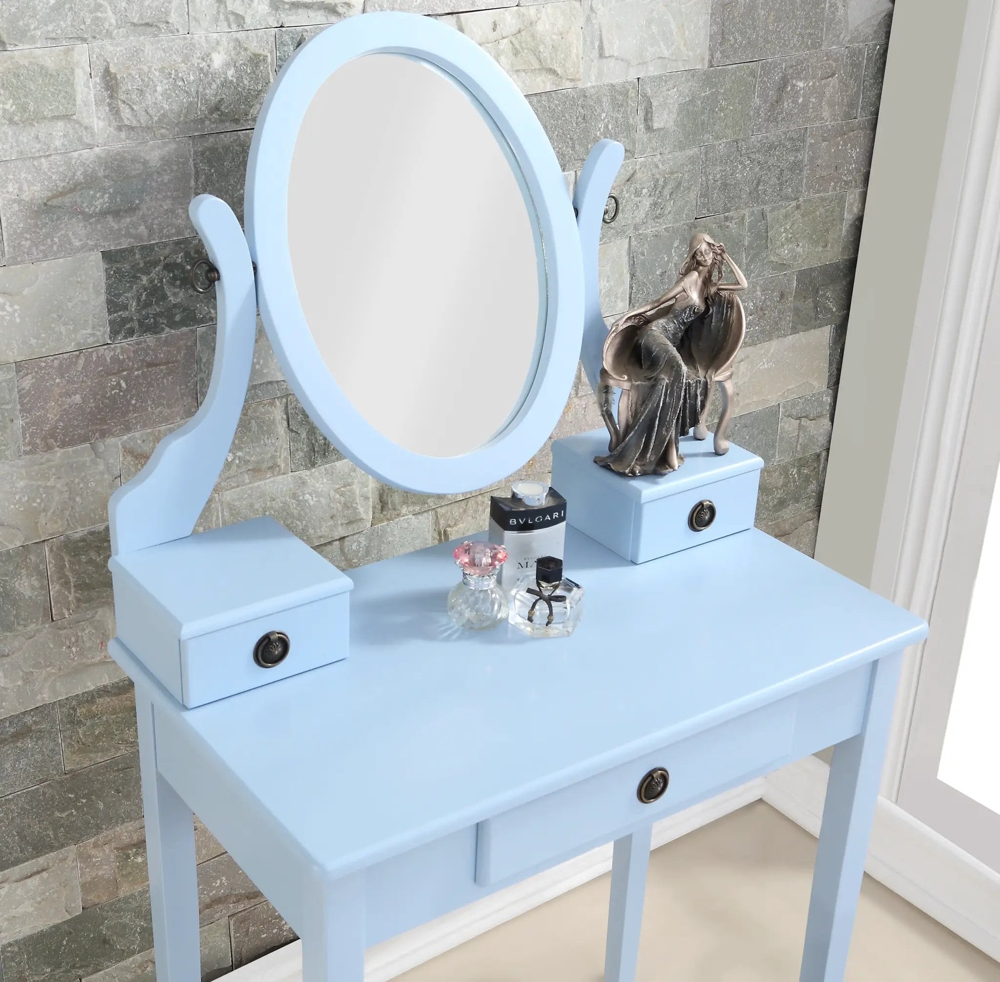 Moniys Wood Moniya Makeup Vanity Table and Stool Set by HouseOfZazla