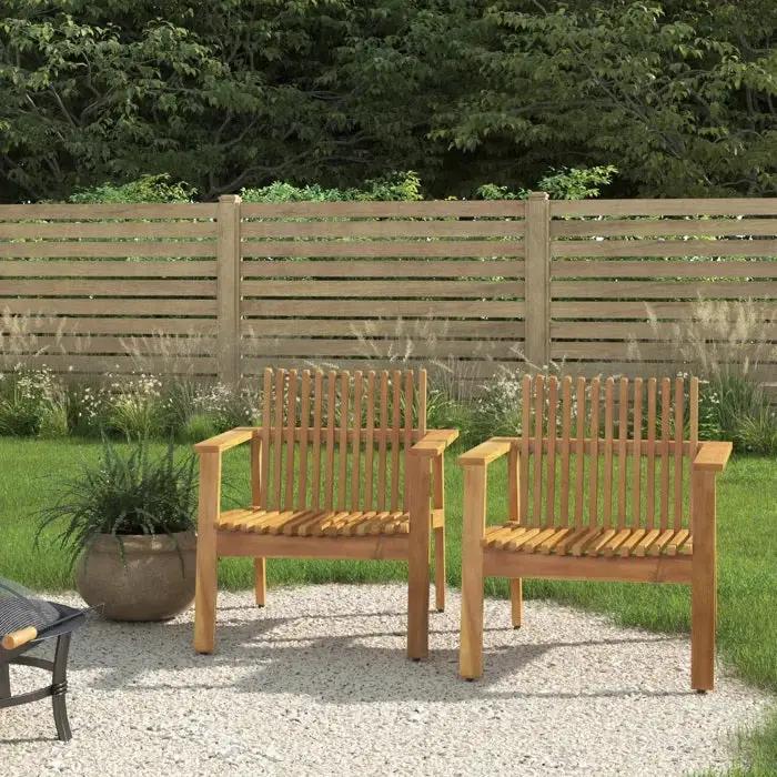 Outdoor Acacia Wood Slatted Club Chairs, Set of 2, Teak Finish by HouseOfZazla