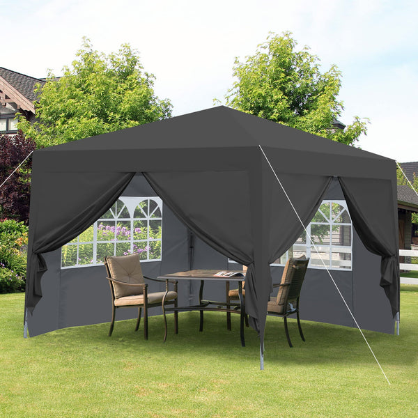 10x10FT Pop Up Gazebo Canopy Tent with Removable Sidewalls - Blue or Black, photo 2 of 10