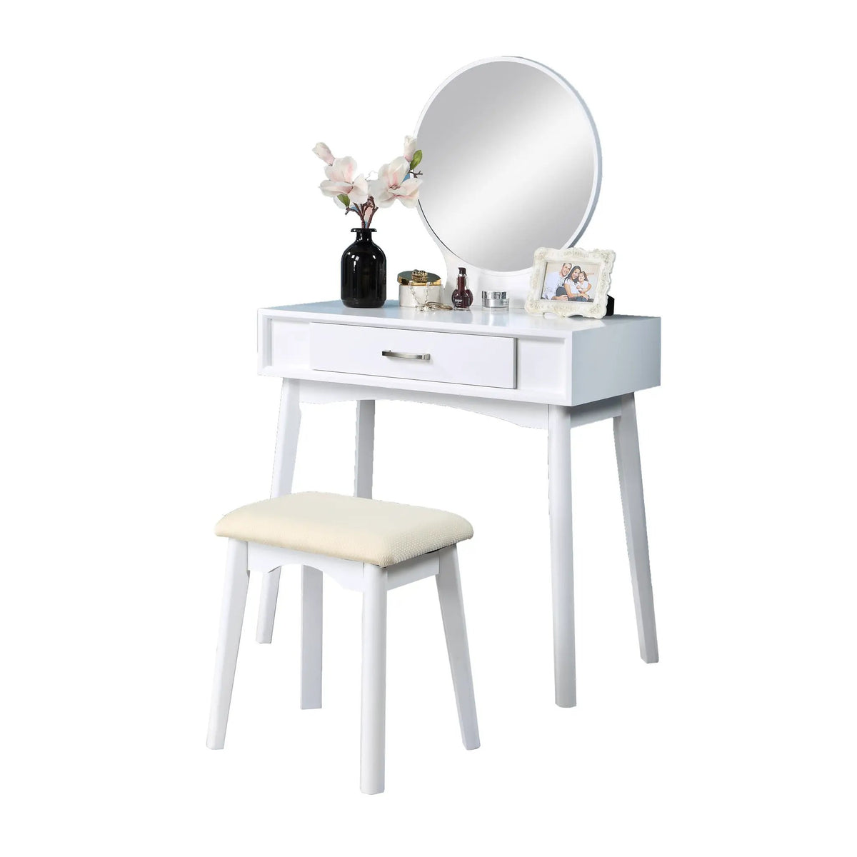 Maly Contemporary Wood Vanity and Stool Set by HouseOfZazla