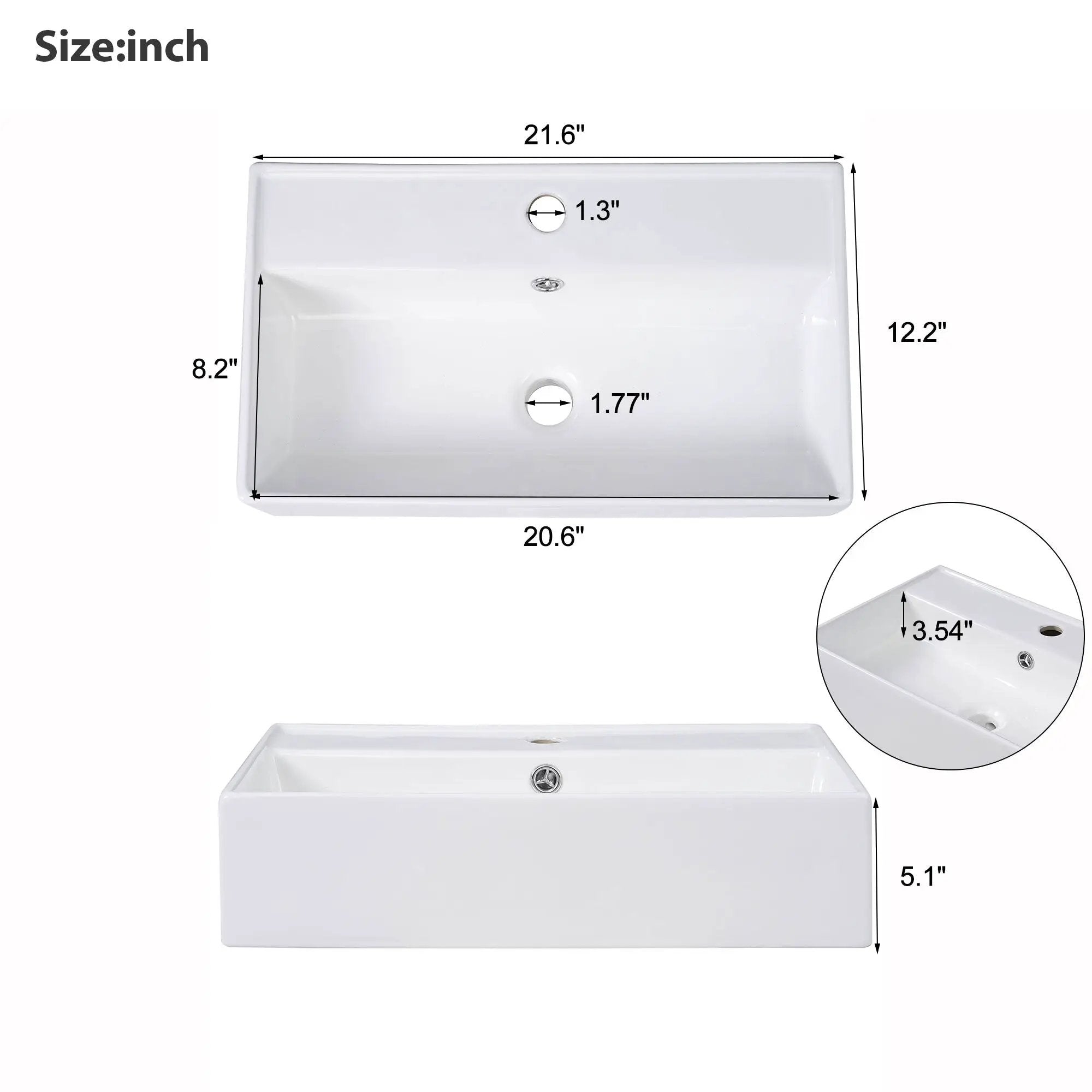 21.6 Inch Modern Floating Bathroom Vanity with Ceramic Basin by HouseOfZazla
