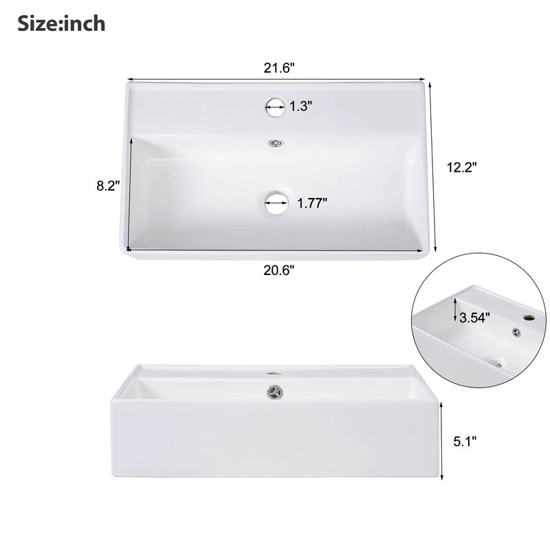 21.6 Inch Modern Floating Bathroom Vanity with Ceramic Basin by HouseOfZazla