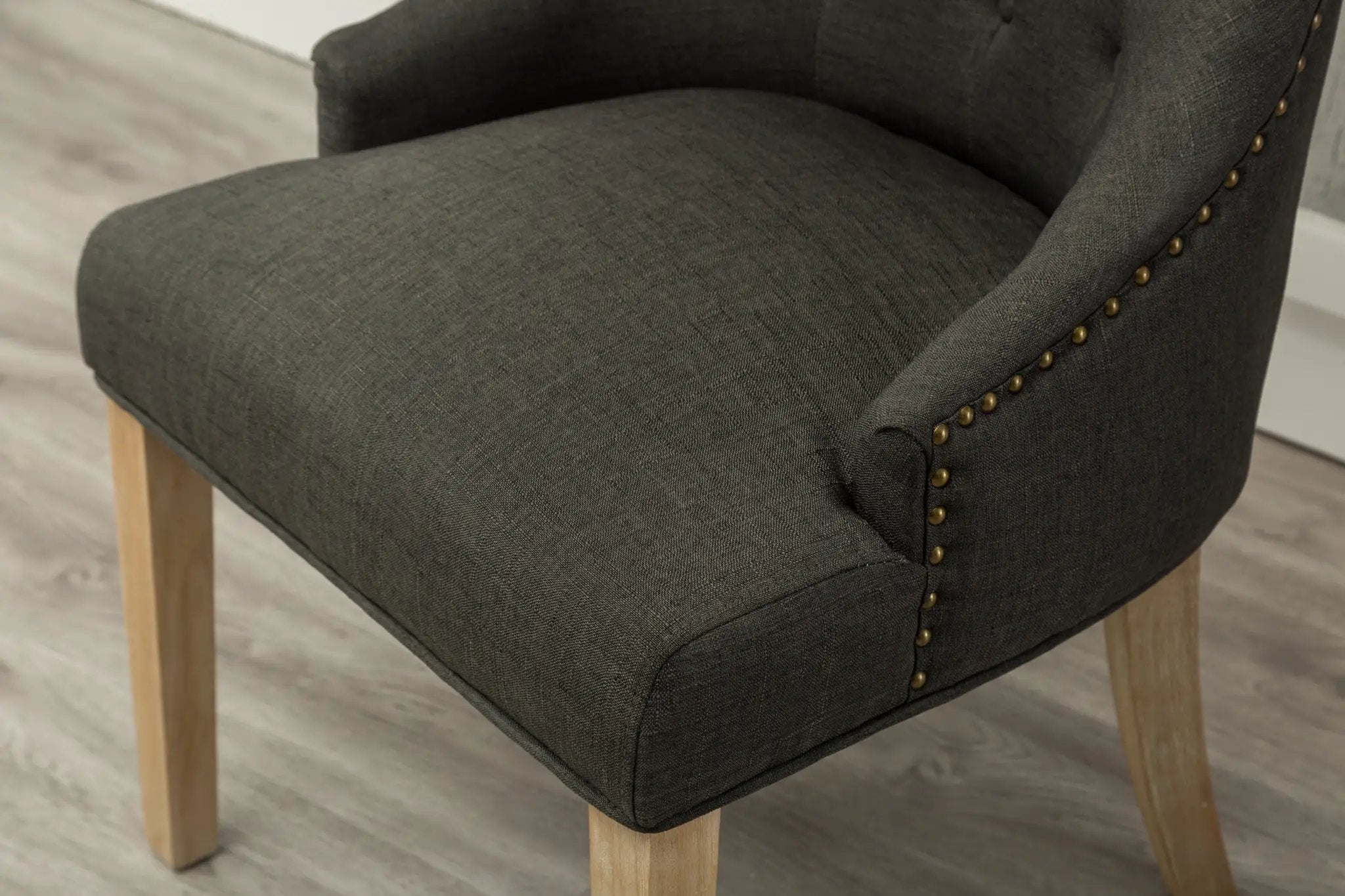 Charcoal Button Tufted Wingback Hostess Chairs Set of 2 by HouseOfZazla