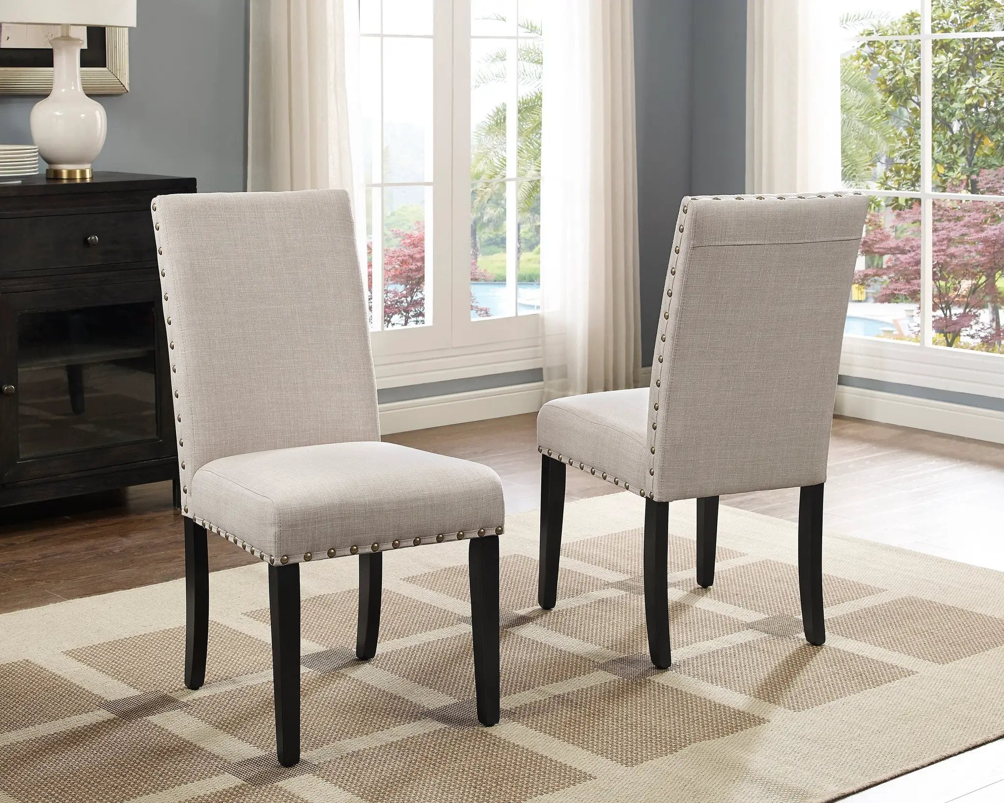 Eleanor Upholstered Dining Chairs with Nailhead Trim - Set of 2 by HouseOfZazla