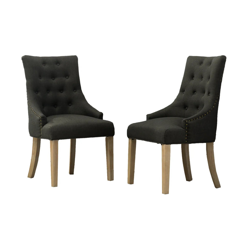 Charcoal Button Tufted Wingback Hostess Chairs Set of 2 by HouseOfZazla