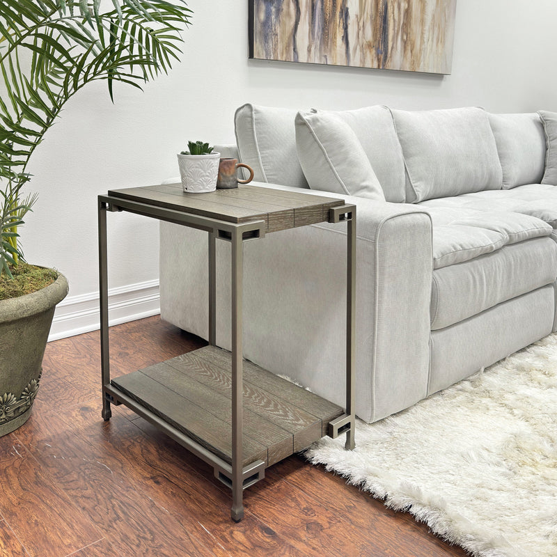 Corbeta Metal Frame Wood Living Room Chairside Table by HouseOfZazla