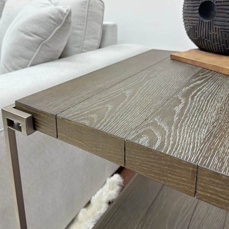 Corbeta Metal Frame Wood Living Room End Table with Shelf by HouseOfZazla