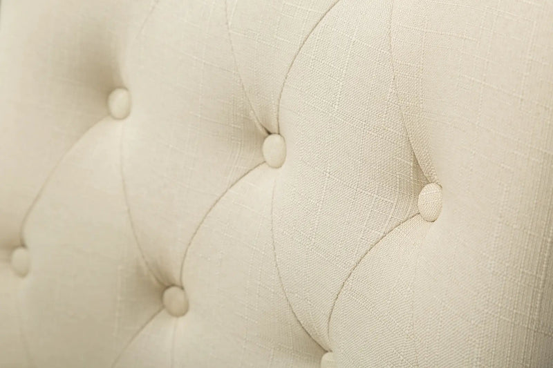 Tan Button Tufted Solid Wood Wingback Hostess Chairs Set of 2 by HouseOfZazla