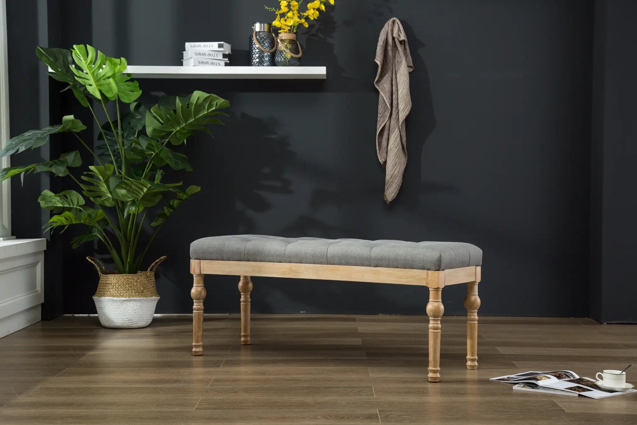 Habit Solid Wood Button Tufted Dining Bench by HouseOfZazla