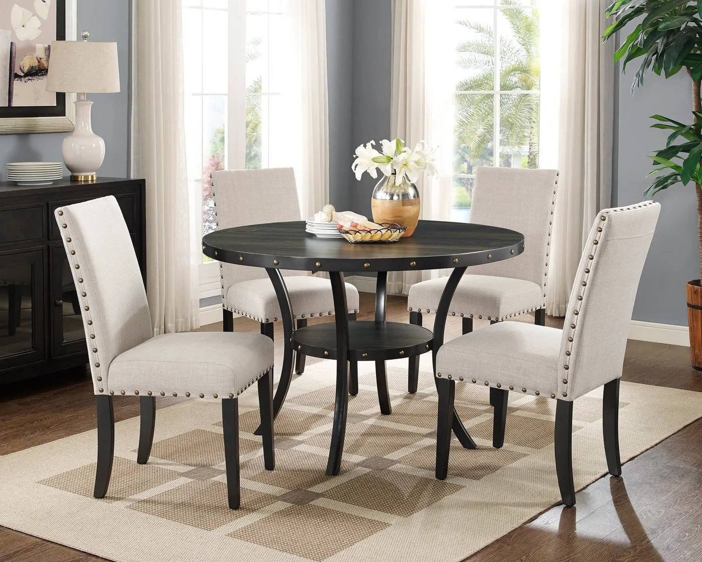 Eleanor Upholstered Dining Chairs with Nailhead Trim - Set of 2 by HouseOfZazla