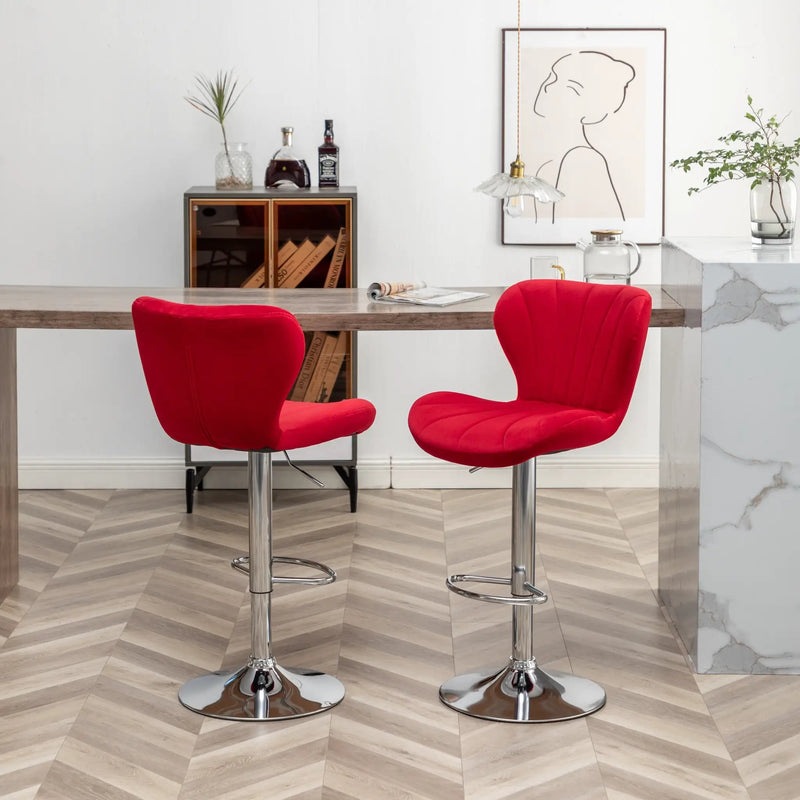 Ellston Upholstered Adjustable Swivel Barstools by HouseOfZazla