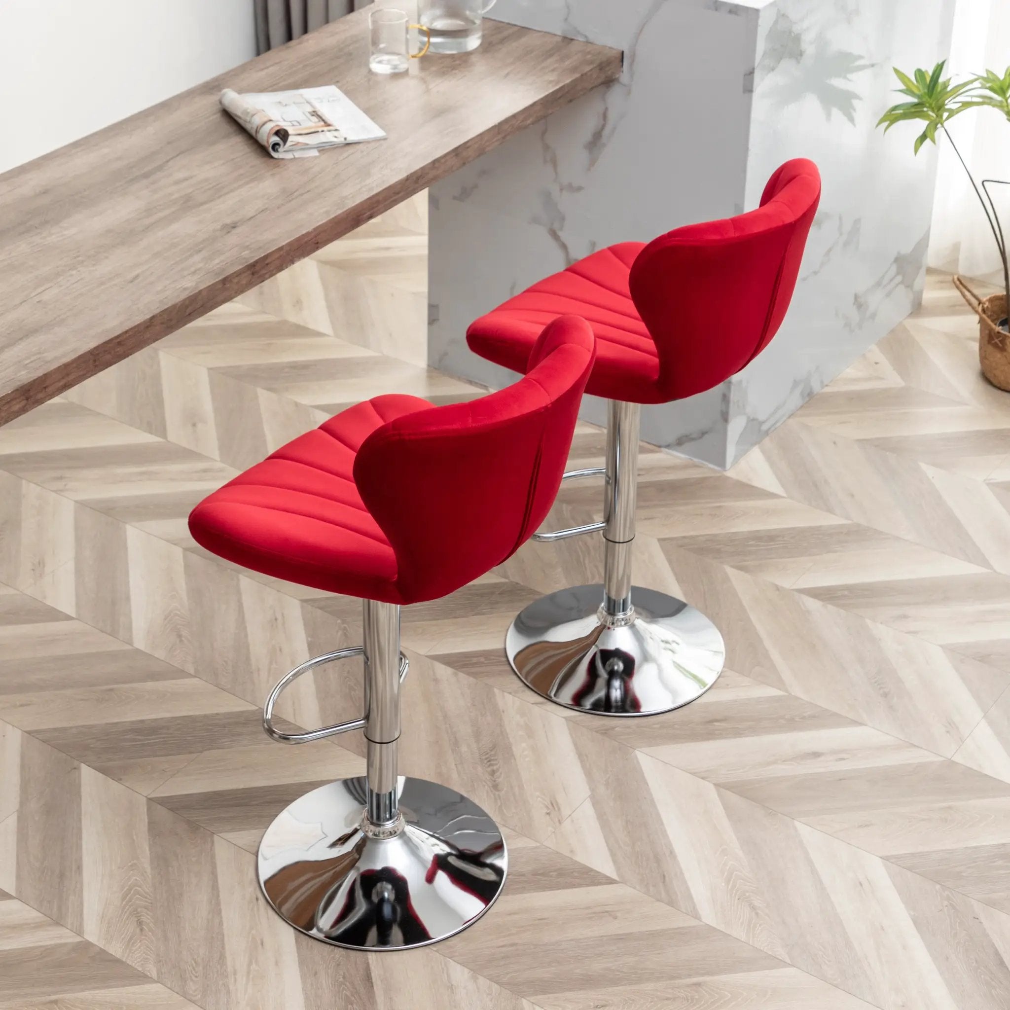Ellston Upholstered Adjustable Swivel Barstools by HouseOfZazla