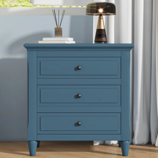 U_STYLE 28'' Pine Wood Nightstand with 3 Drawers