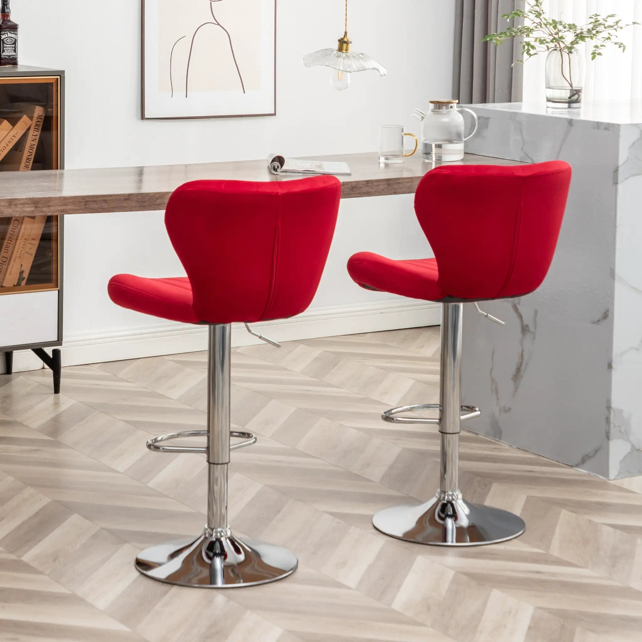 Ellston Upholstered Adjustable Swivel Barstools by HouseOfZazla