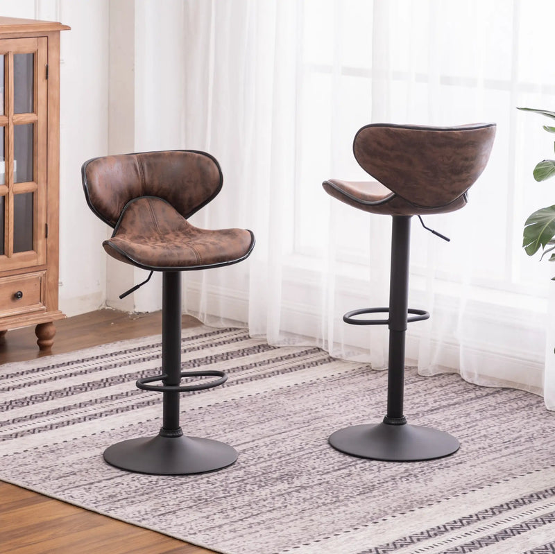 Masaccio Weathered Upholstery Airlift Adjustable Swivel Barstool by HouseOfZazla