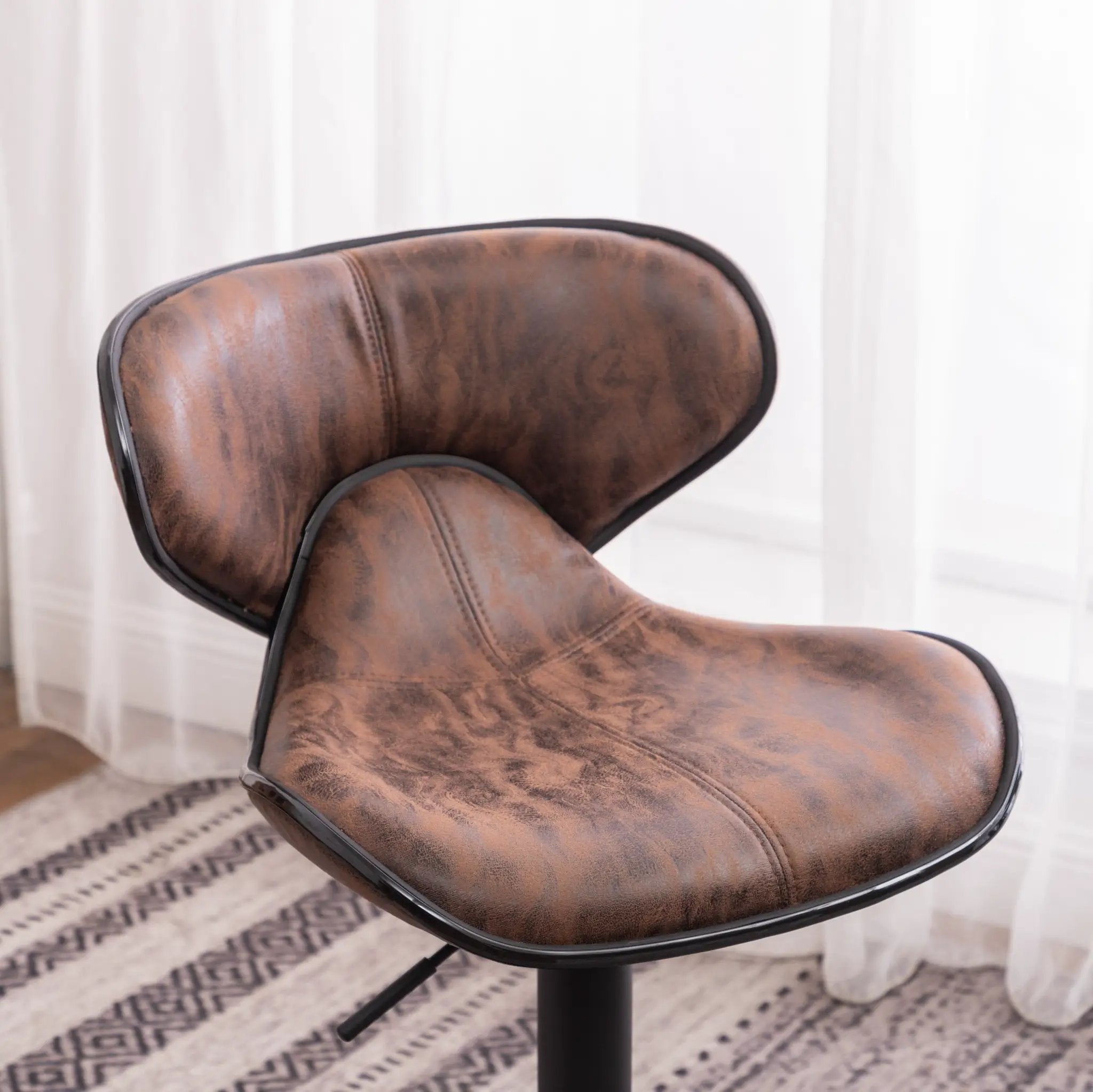 Masaccio Weathered Upholstery Airlift Adjustable Swivel Barstool by HouseOfZazla