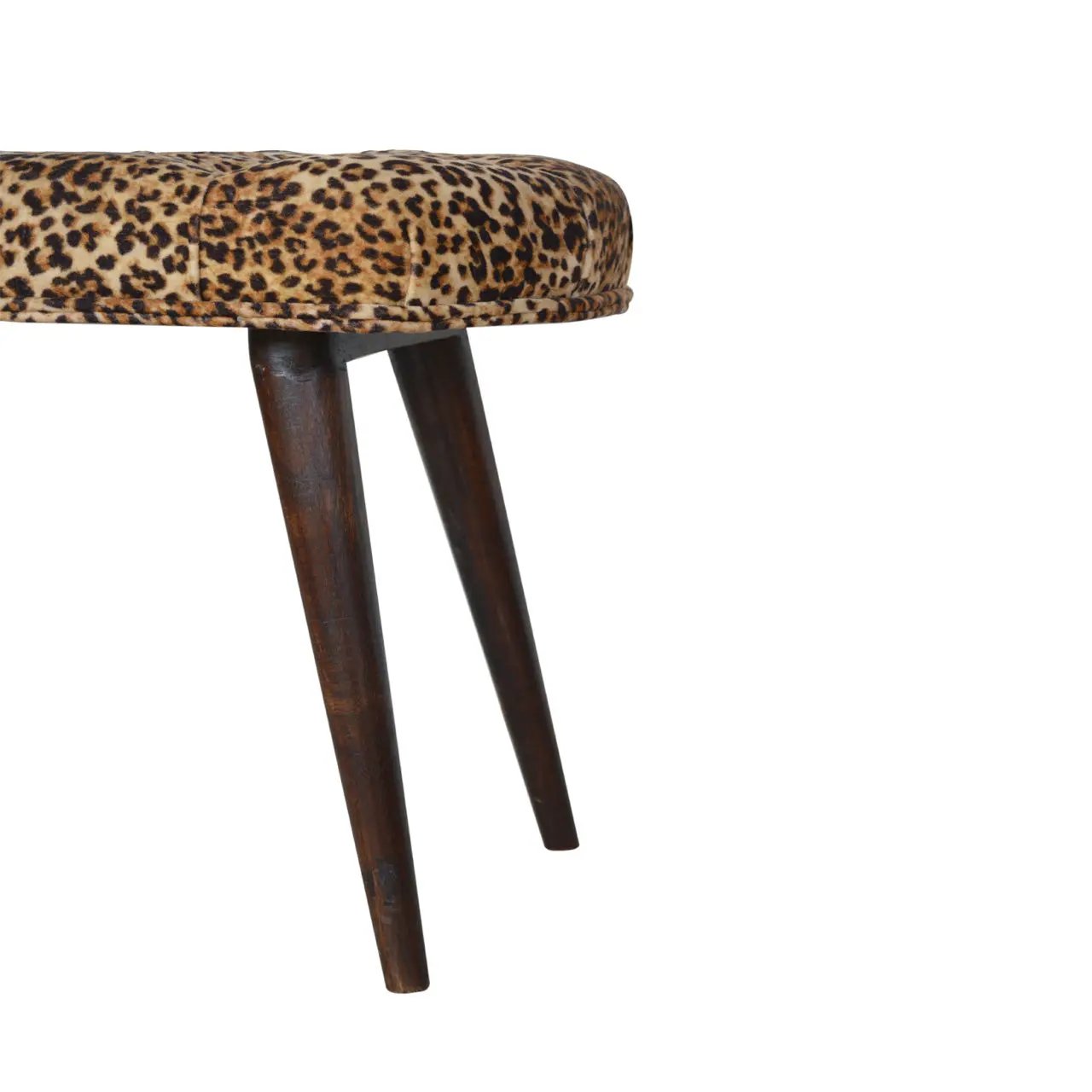 Solid Wood Leopard Print Deep Button Upholstered Bench by HouseOfZazla