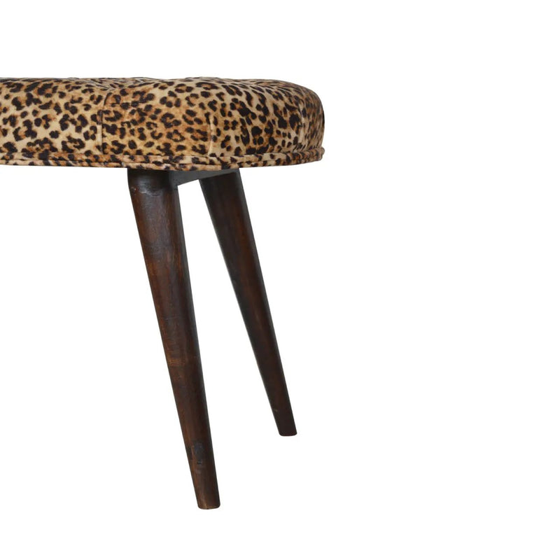 Solid Wood Leopard Print Deep Button Upholstered Bench by HouseOfZazla