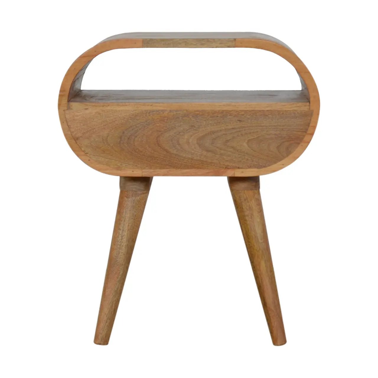 Circular Open Slot Nightstand, 1-Drawer, 1 Open Slot, Nordic Legs by HouseOfZazla