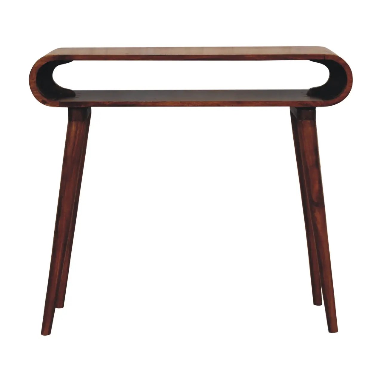 Solid Wood Amaya Nordic Style Console Table, Open Storage, Chestnut by HouseOfZazla