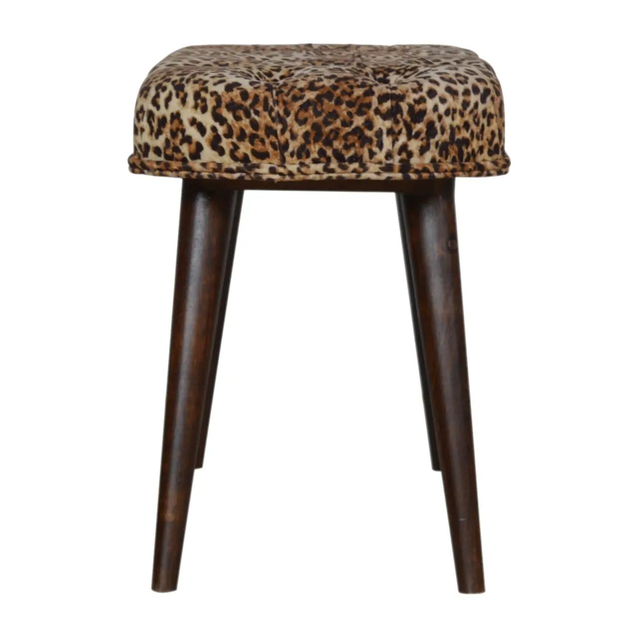 Solid Wood Leopard Print Deep Button Upholstered Bench by HouseOfZazla