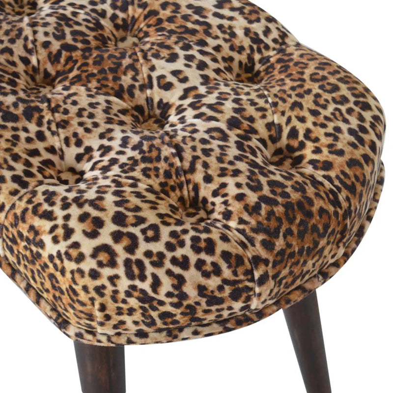 Solid Wood Leopard Print Deep Button Upholstered Bench by HouseOfZazla