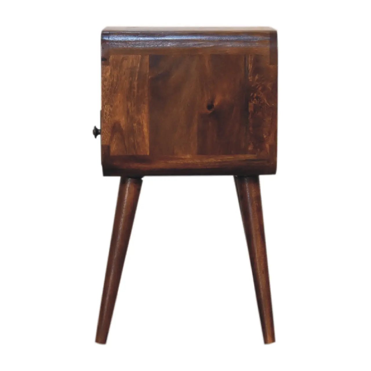 Solid Wood Mini Curve Bedside, 1-Drawer, 1 Open Slot, Chestnut by HouseOfZazla
