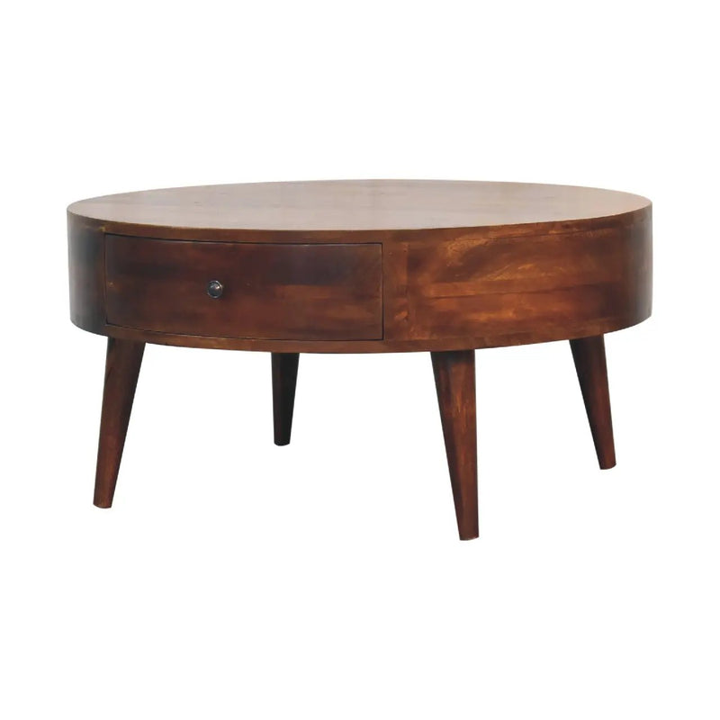 Solid Wood Odyssey Coffee Table, 2-Drawer, Nordic Legs by HouseOfZazla