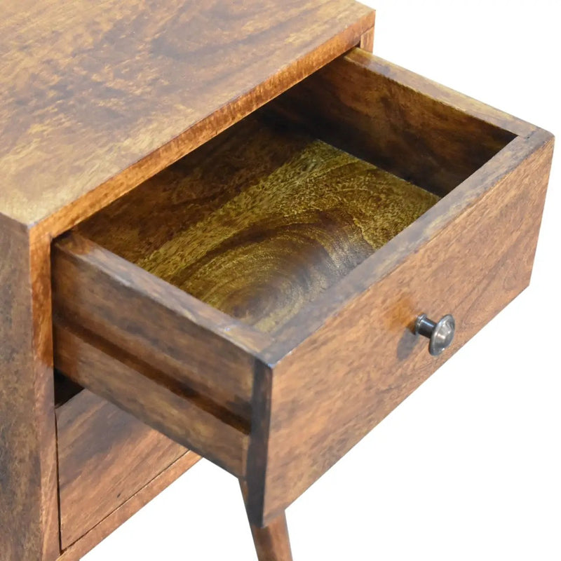 Solid Wood Mini Nightstand, 2-Drawers, Chestnut by HouseOfZazla