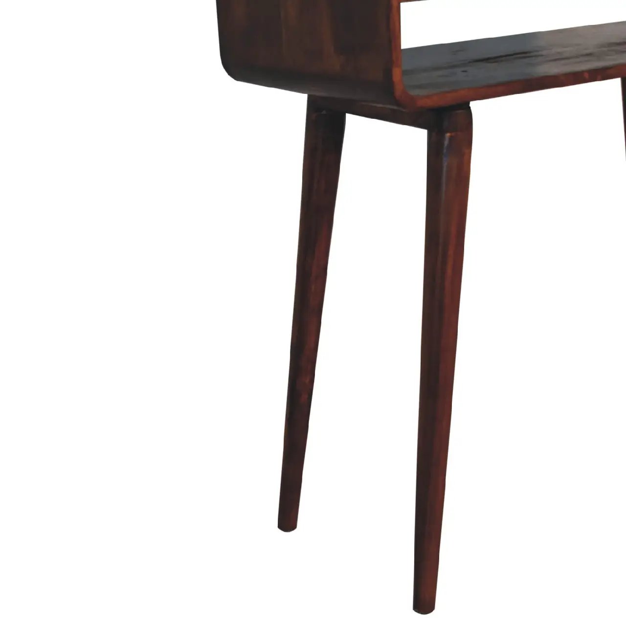 Sonata Chestnut Console Table, Nordic Legs, 2-Drawers, Open Slot by HouseOfZazla