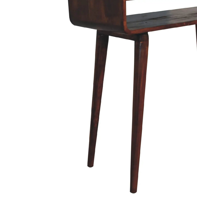 Sonata Chestnut Console Table, Nordic Legs, 2-Drawers, Open Slot by HouseOfZazla