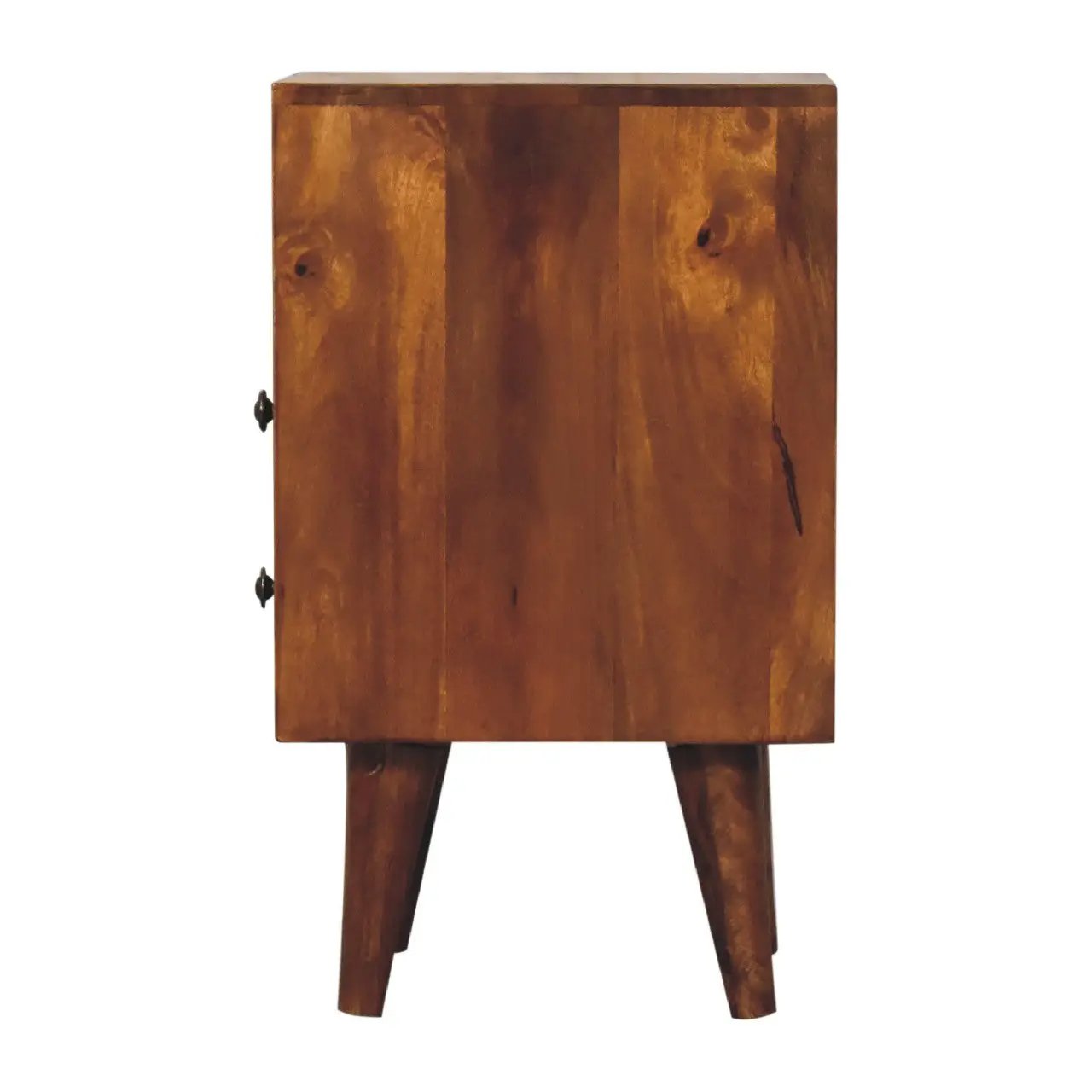 Solid Wood Mini Classic Chestnut Bedside, 2-Drawers, 1 Open Slot, Nordic Legs by HouseOfZazla